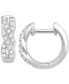 ფოტო #3 პროდუქტის Diamond Twist Huggie Hoop Earrings (1/10 ct. t.w.) in 10k White Gold