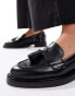 schuh Lina tassel loafers in black leather