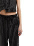 Reclaimed Vintage wide leg pull on pinstripe trouser with satin waistband detail