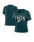ფოტო #1 პროდუქტის Women's Midnight Green Philadelphia Eagles Lace Up Side Modest Cropped T-shirt