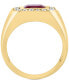 ფოტო #3 პროდუქტის EFFY® Men's Lab Grown Ruby (8-1/8 ct. t.w.) & Lab Grown Diamond (5/8 ct. t.w.) Halo Ring in 14k Gold