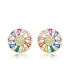 Sterling Silver White Gold Plated Clear Round Cubic Zirconia Stud Earrings