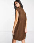 Y.A.S. Diva sleeveless v-neck knitted dress in brown