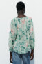 Фото #4 товара Блуза с цветочным принтом и блестящей нитью ZARA