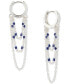 ფოტო #4 პროდუქტის Silver-Tone Blue Beaded Chain Hoop Earrings