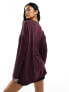 Фото #7 товара New Look long sleeve knitted top in burgundy