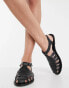 ASOS DESIGN Marina leather fisherman flat shoes in black