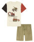 ფოტო #1 პროდუქტის Little Boys Short Sleeve Colorblock T-shirt and Prewashed Canvas Shorts Set