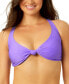 Фото #1 товара Juniors' Knotted-Front Textured Bralette Bikini Top, Created for Macy's