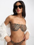 Фото #1 товара ASOS DESIGN mix and match rib bandeau monowire bikini top in leopard print