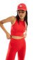 Stradivarius seamless sculpt tank top in red co-ord