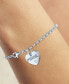 Diamond Accent & Rainbow Enamel Pride Double Heart Charm Bracelet in Sterling Silver