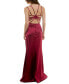 Juniors' Satin Strappy-Back Gown