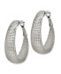 ფოტო #3 პროდუქტის Stainless Steel Polished and Textured Oval Hoop Earrings