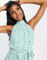 Style Cheat high neck tiered midaxi dress in green floral