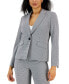 Gingham Single-Button Closure Blazer and Straight Leg Mid-Rise Pantsuit, Regular and Petite Sizes