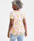 Women's Printed Short Sleeve Scoop-Neck Top, Created for Macy's
