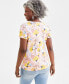 ფოტო #2 პროდუქტის Women's Printed Short Sleeve Scoop-Neck Top, Created for Macy's