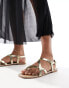 Фото #3 товара South Beach strappy sandals with whipstitch detail in gold