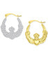 Фото #3 товара Crystal Pavé Wavy Patterned Small Hoop Earrings in 10k Gold, 0.73"
