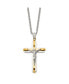 ფოტო #3 პროდუქტის Polished Yellow IP-plated Crucifix Pendant Curb Chain Necklace