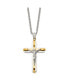 Фото #3 товара Chisel polished Yellow IP-plated Crucifix Pendant Curb Chain Necklace