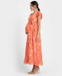 ფოტო #5 პროდუქტის Women's Flutter Sleeve Maxi Wrap Dress