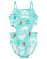 Kid Beach Print 1-Piece Cut -Out Swimsuit 8