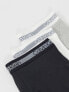 Calvin Klein 3 pack trunks with logo waistband in black white and grey