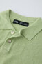 Linen blend knit polo shirt