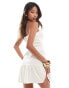 ASOS DESIGN mini bandeau dress with tiered skirt in cream