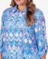 Plus Size Summer Breeze Zig Zag Button Down Blouse