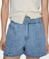 Women's Belt Detail Denim Shorts