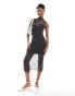 Extro & Vert pintripe sleeveless maxi dress in mesh