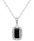 ფოტო #1 პროდუქტის Labradorite & Diamond Accent Rectangle 18" Pendant Necklace in Sterling Silver (Also in Onyx, & Turquoise)