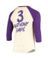 Фото #4 товара Men's Anthony Davis Cream, Purple Los Angeles Lakers Raglan 3/4 Sleeve T-shirt