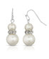 Silver-Tone White Graduated Imitation Pearl and Crystal Drop Earrings