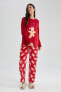 Фото #4 товара Fall In Love Yılbaşı Temalı Uzun Kollu Polar Pijama Takımı A3369ax23wn