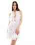 Фото #4 товара Heiress Beverly Hills exclusive premium corsage extreme plunge ruffle detail drape mini dress in white