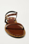 Flat leather slider sandals