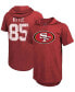 Фото #1 товара Men's George Kittle Heathered Scarlet San Francisco 49Ers Name and Number Tri-Blend Hoodie T-shirt