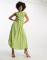 Фото #4 товара ASOS DESIGN Tall gathered textured high low midi dress in pistachio