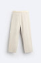 Belted cotton-linen trousers