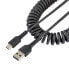 Фото #1 товара StarTech.com 1m USB A to C Charging Cable - Coiled Heavy Duty Fast Charge & Sync - High Quality USB 2.0 A to USB Type-C Cable - Rugged Aramid Fiber - Durable Male to Male USB Cable - 1 m - USB A - USB C - USB 2.0 - 480 Mbit/s - Black