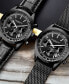 ფოტო #2 პროდუქტის Men's Quartz Chronograph Date Black Stainless Steel Mesh Bracelet Watch 44mm