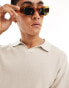 Фото #3 товара Jack & Jones oversized linen mix revere collar knitted polo in beige