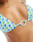 Фото #4 товара The Frolic matira retro heart print triangle bikini top in blue and green