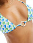 The Frolic matira retro heart print triangle bikini top in blue and green blue and green, 34 - фото #4