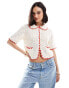 Фото #1 товара ASOS DESIGN mesh stitch cardigan with tipping detail in cream