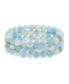 ფოტო #1 პროდუქტის Set Of 3 Matte Light Blue Agate Translucent Gemstone Round Bead Ball 8MM Stacking Stretch Bracelet For Women Men Teen Unisex